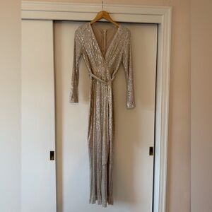 Silver Sequin Jumpsuit - Size Small